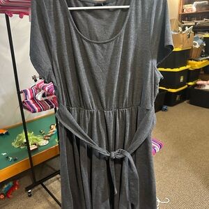 torrid Gray Scoop Neck Belted Knit Dress